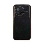 For vivo X80 5G Genuine Leather Luolai Series Nano Plating Phone Case(Black)
