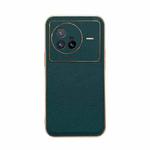 For vivo X80 5G Genuine Leather Luolai Series Nano Plating Phone Case(Dark Green)