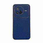 For vivo X80 5G Genuine Leather Luolai Series Nano Plating Phone Case(Dark Blue)