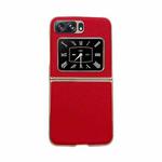 For Motorola Moto Razr 2022 Genuine Leather Luolai Series Nano Plating Phone Case(Red)