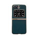 For Motorola Moto Razr 2022 Genuine Leather Luolai Series Nano Plating Phone Case(Dark Green)