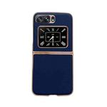 For Motorola Moto Razr 2022 Genuine Leather Luolai Series Nano Plating Phone Case(Dark Blue)