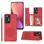 For Xiaomi 12 Lite Mandala Embossed Phone Case with Holder(Red)