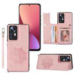 For Xiaomi 12 Lite Mandala Embossed Phone Case with Holder(Rose Gold)