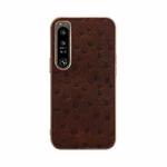 For Sony Xperia 1 IV Genuine Leather Ostrich Texture Nano Plating Phone Case(Coffee)