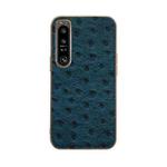 For Sony Xperia 1 IV Genuine Leather Ostrich Texture Nano Plating Phone Case(Blue)