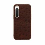 For Sony Xperia 10 IV Genuine Leather Ostrich Texture Nano Plating Phone Case(Coffee)