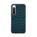 For Sony Xperia 10 IV Genuine Leather Ostrich Texture Nano Plating Phone Case(Blue)