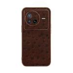For vivo X80 5G Genuine Leather Ostrich Texture Nano Plating Phone Case(Coffee)