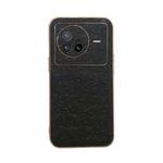 For vivo X80 5G Genuine Leather Ostrich Texture Nano Plating Phone Case(Black)