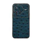 For vivo X80 Pro 5G Genuine Leather Ostrich Texture Nano Plating Phone Case(Blue)