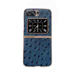 For Motorola Moto Razr 2022 Genuine Leather Ostrich Texture Nano Plating Phone Case(Blue)