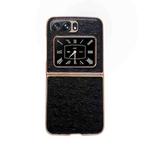 For Motorola Moto Razr 2022 Genuine Leather Ostrich Texture Nano Plating Phone Case(Black)