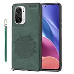 For Xiaomi Redmi K40 Mandala Embossed Phone Case with Holder(Green)