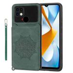 For Xiaomi Poco C40 Mandala Embossed Phone Case with Holder(Green)