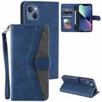 For iPhone 14 Nail Skin Feel Stitching Calf Texture Leather Phone Case(Blue)