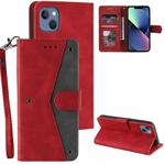 For iPhone 14 Plus Nail Skin Feel Stitching Calf Texture Leather Phone Case(Red)
