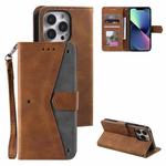 For iPhone 12 / 12 Pro Nail Skin Feel Stitching Calf Texture Leather Phone Case(Brown)