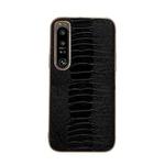 For Sony Xperia 1 IV Genuine Leather Weilai Series Nano Plating Phone Case(Black)