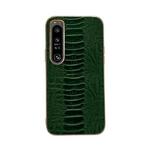 For Sony Xperia 1 IV Genuine Leather Weilai Series Nano Plating Phone Case(Green)