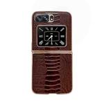 For Motorola Moto Razr 2022 Genuine Leather Weilai Series Nano Plating Phone Case(Coffee)