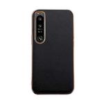 For Sony Xperia 1 IV Genuine Leather Xiaoya Series Nano Plating Phone Case(Black)