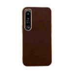 For Sony Xperia 1 IV Genuine Leather Xiaoya Series Nano Plating Phone Case(Coffee)
