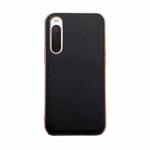 For Sony Xperia 10 IV Genuine Leather Xiaoya Series Nano Plating Phone Case(Black)