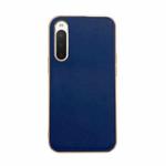 For Sony Xperia 10 IV Genuine Leather Xiaoya Series Nano Plating Phone Case(Blue)