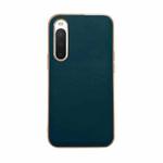 For Sony Xperia 10 IV Genuine Leather Xiaoya Series Nano Plating Phone Case(Dark Green)