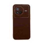 For vivo X80 5G Genuine Leather Xiaoya Series Nano Plating Phone Case(Coffee)