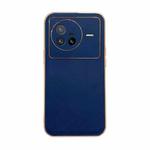 For vivo X80 5G Genuine Leather Xiaoya Series Nano Plating Phone Case(Blue)