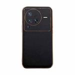 For vivo X80 Pro 5G Genuine Leather Xiaoya Series Nano Plating Phone Case(Black)