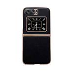 For Motorola Moto Razr 2022 Genuine Leather Xiaoya Series Nano Plating Phone Case(Black)