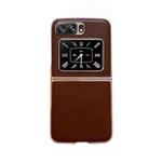 For Motorola Moto Razr 2022 Genuine Leather Xiaoya Series Nano Plating Phone Case(Coffee)