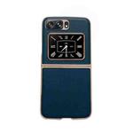 For Motorola Moto Razr 2022 Genuine Leather Xiaoya Series Nano Plating Phone Case(Dark Green)