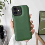 For iPhone 12 Liquid Silicone Bread Bubble Phone Case(Dark Green)