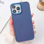 For iPhone 14 Pro Max Electroplated Grooved Skin Fee Phone Case(Dark Blue)