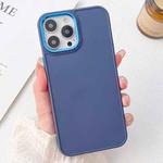 For iPhone 14 Pro Electroplated Grooved Skin Fee Phone Case(Dark Blue)