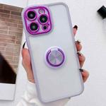 For iPhone 14 Pro Electroplated Ring Holder Phone Case(Purple)