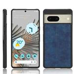 For Google Pixel 7 5G Shockproof Sewing Cow Skin Texture PC + PU + TPU Case(Blue)