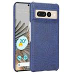 For Google Pixel 7 Pro 5G Shockproof Crocodile Texture PC + PU Case(Blue)