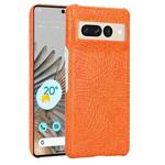 For Google Pixel 7 Pro 5G Shockproof Crocodile Texture PC + PU Case(Orange)