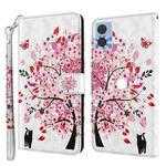 For Motorola Moto E22 / Moto E22i 3D Painting Pattern TPU + PU Phone Case(Cat Under The Tree)