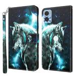 For Motorola Moto E22 / Moto E22i 3D Painting Pattern TPU + PU Phone Case(Wolf)