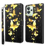 For Realme GT2 Pro 3D Painting Pattern TPU + PU Phone Case(Gold Butterfly)