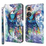 For Honor 50 3D Painting Pattern TPU + PU Phone Case(Watercolor Owl)