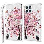 For Honor X8 4G 3D Painting Pattern TPU + PU Phone Case(Cat Under The Tree)