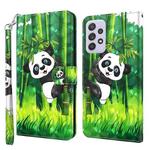 For Samsung Galaxy A04S / A13 / A13 5G 3D Painting Pattern TPU + PU Phone Case(Panda Climbing Bamboo)