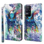 For Xiaomi Poco F4 3D Painting Pattern TPU + PU Phone Case(Watercolor Owl)